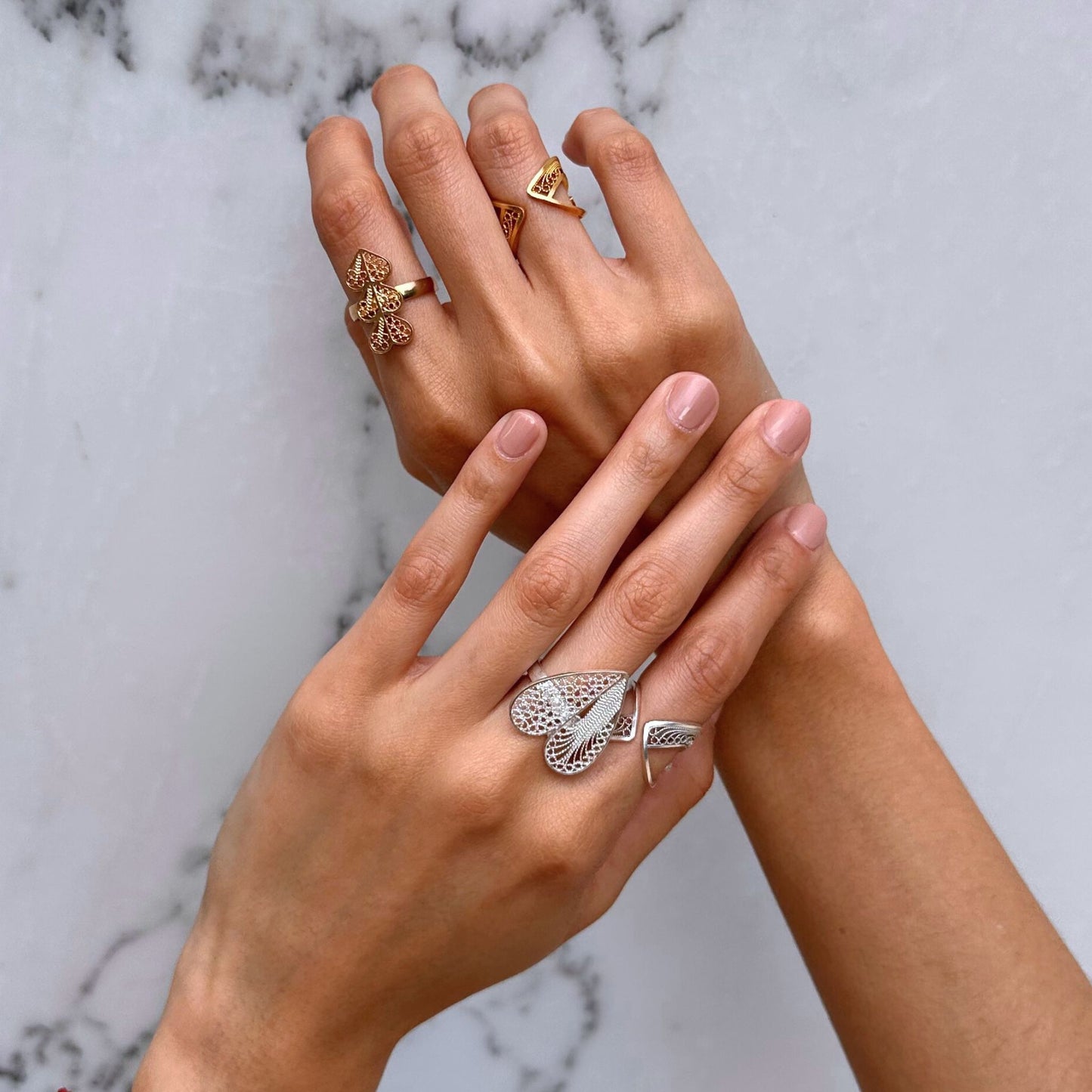 Intertwined Heart Silver Ring