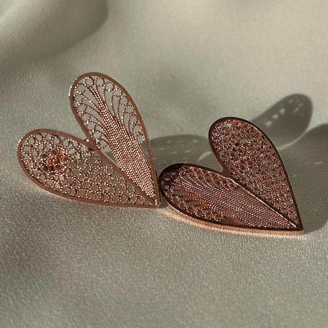 Heart Silver Earring (Rose Gold Plated)