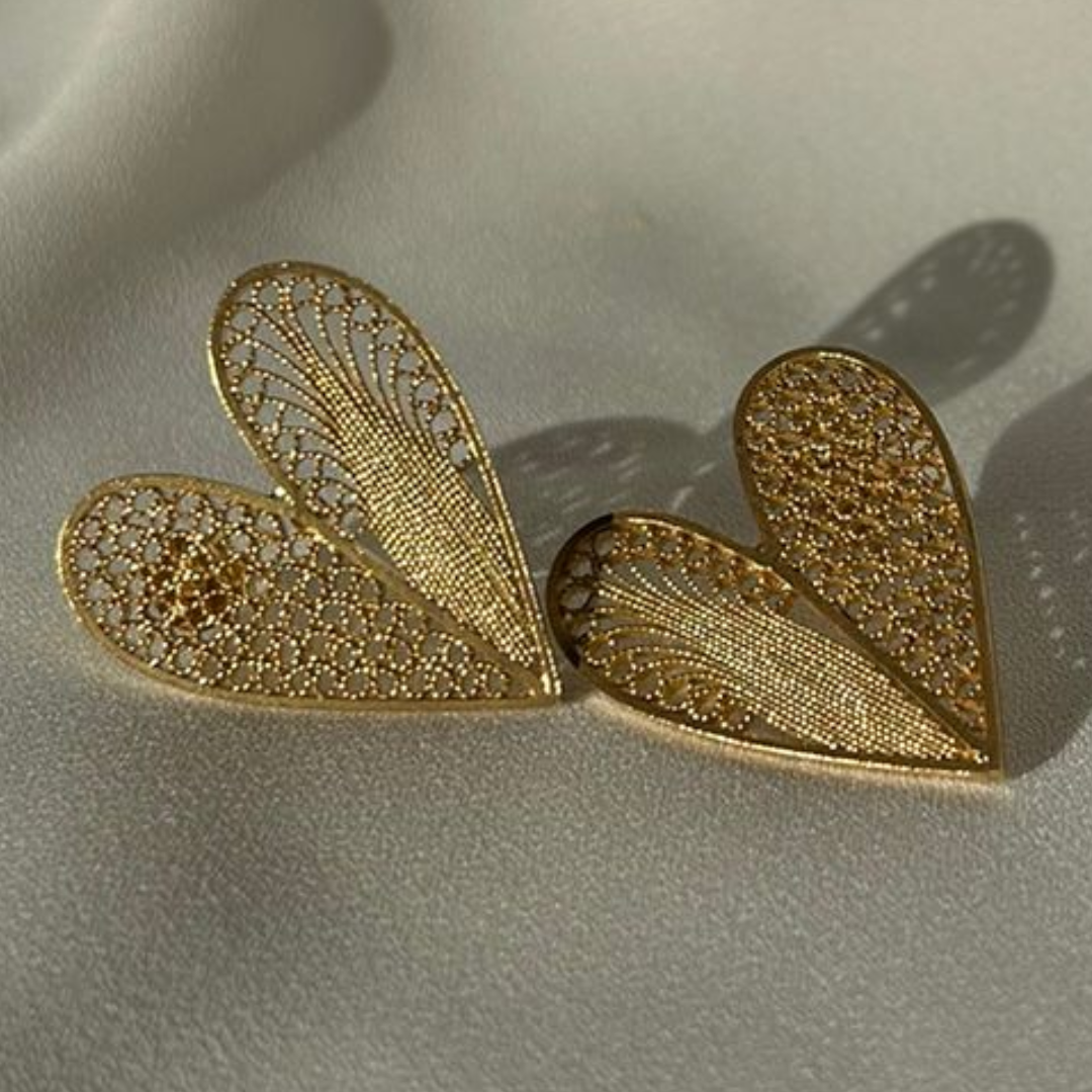 Heart Silver Earring (Gold Plated)