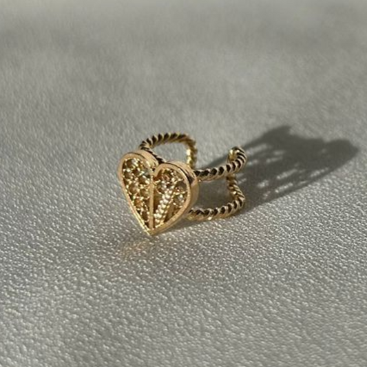 Braided Heart Silver Earcuff (Gold Plated)