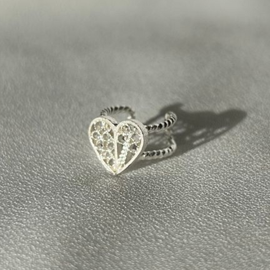 Braided Heart Silver Earcuff