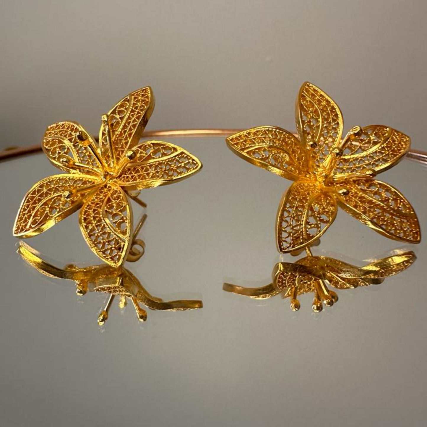 Flower Silver Earring (Gold Plated)