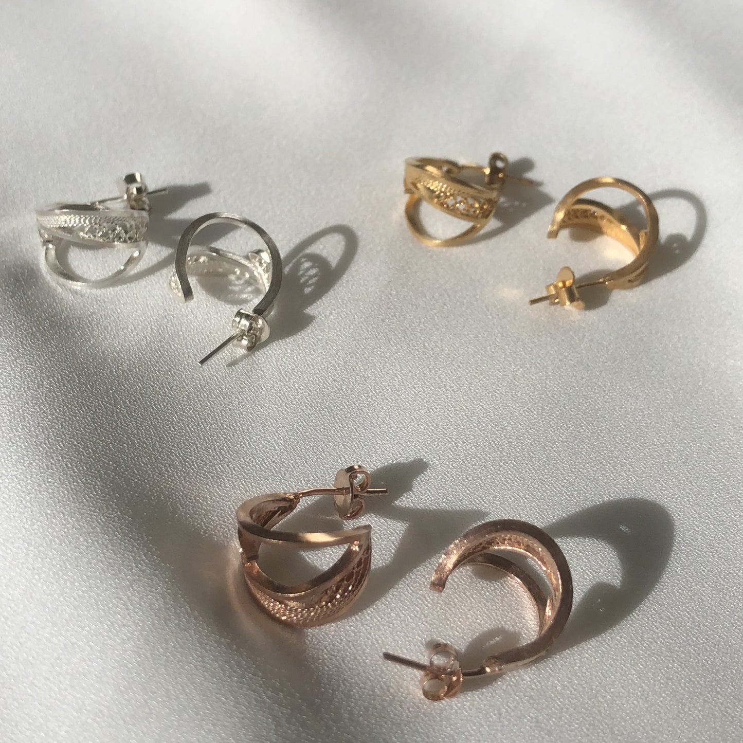 Orchid Silver Hoops (Rose Gold Plated)