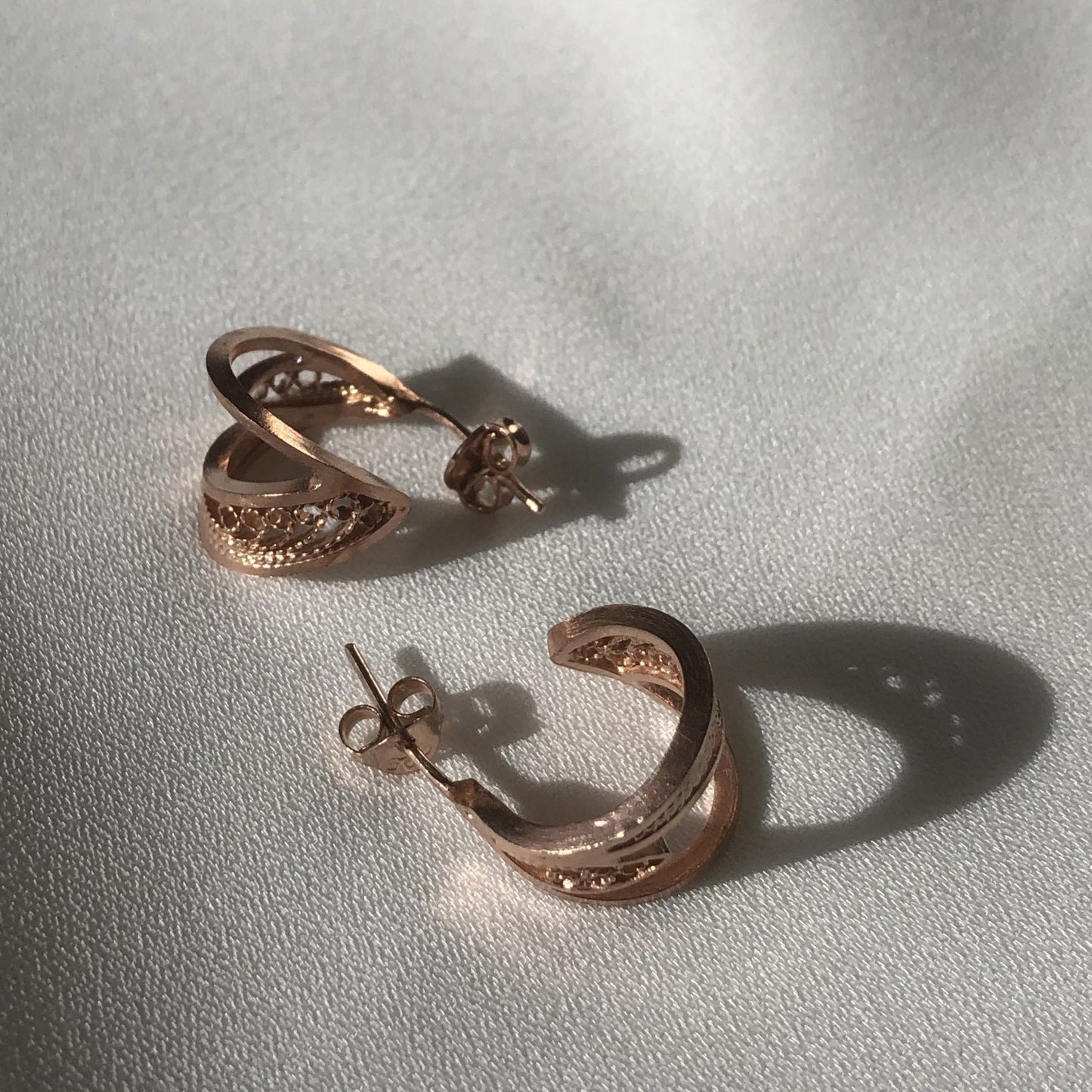 Orchid Silver Hoops (Rose Gold Plated)