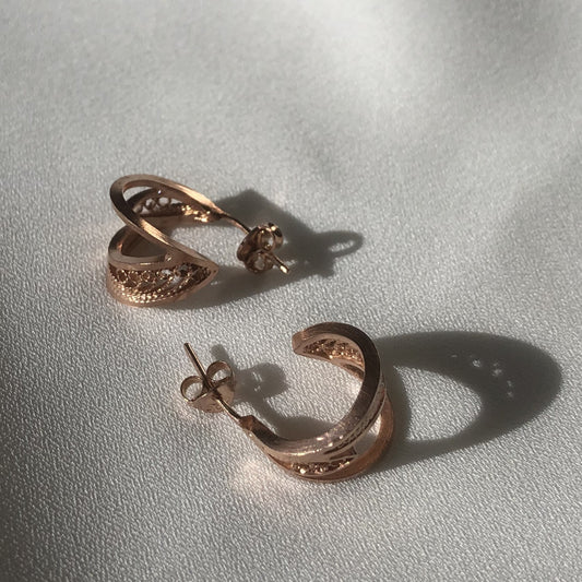 Orchid Silver Hoops (Rose Gold Plated)